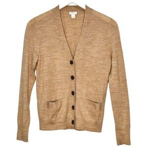 J Crew University Merino Wool Blend Cardigan Sweater Brown Small Preppy Academia